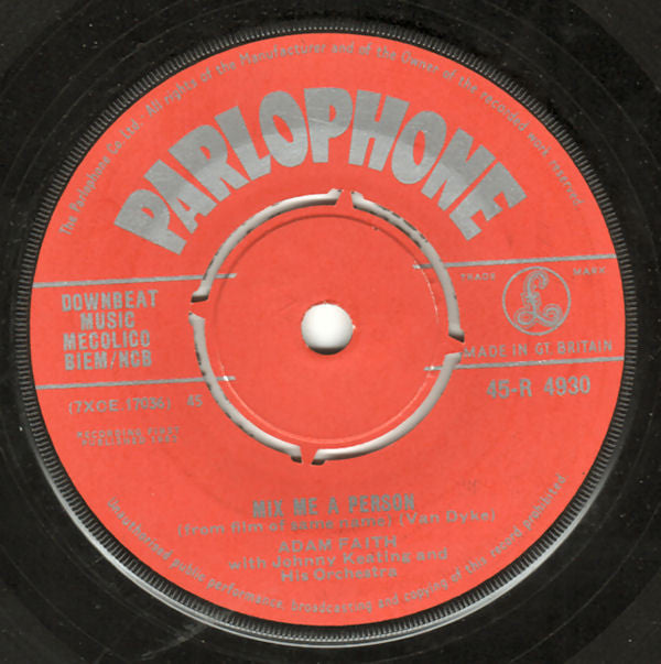 Adam Faith : Mix Me A Person (7", Single)