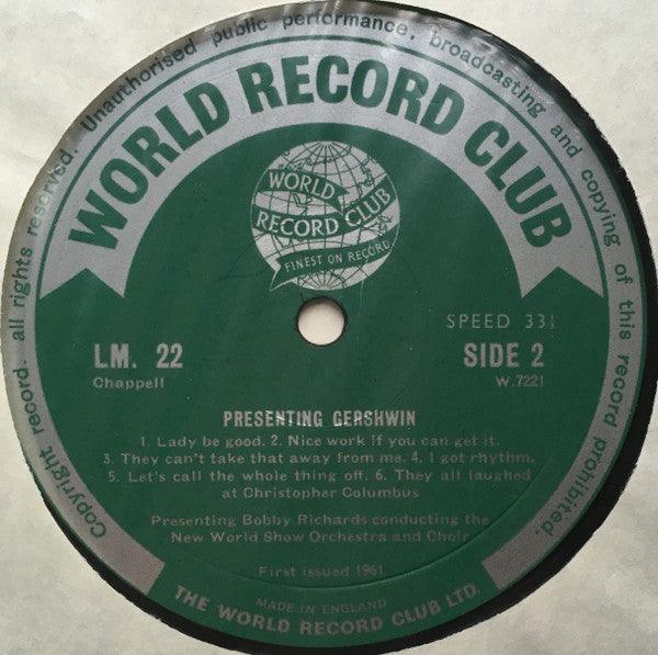 The New World Show Orchestra, George Gershwin : Presenting Gershwin (LP, Album, Club)