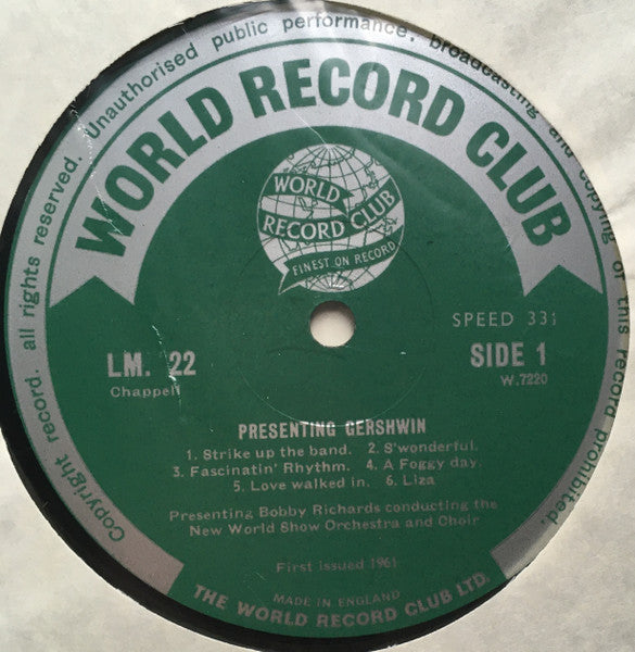 The New World Show Orchestra, George Gershwin : Presenting Gershwin (LP, Album, Club)