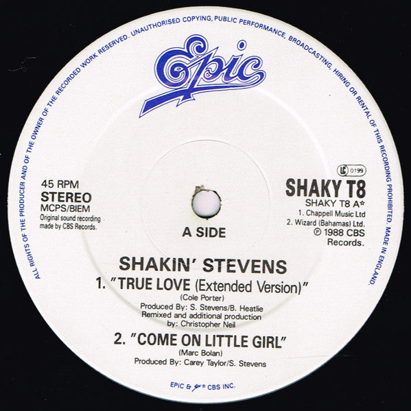 Shakin' Stevens : True Love (Extended Version) (12", Single)