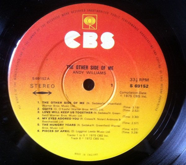 Andy Williams : The Other Side Of Me (LP, Album)