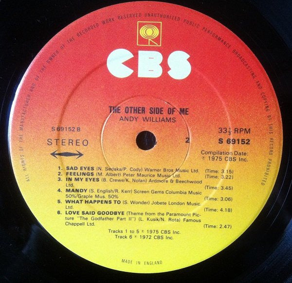 Andy Williams : The Other Side Of Me (LP, Album)