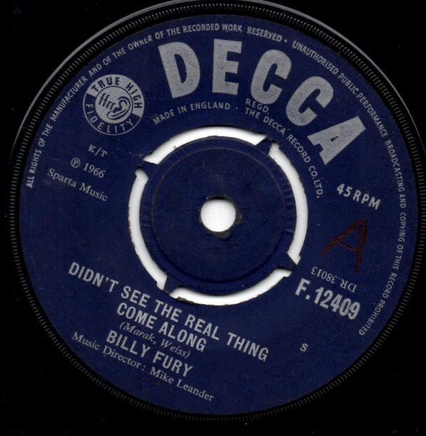 Billy Fury : Don't Let A Little Pride (Stand In Your Way) (7", Single)