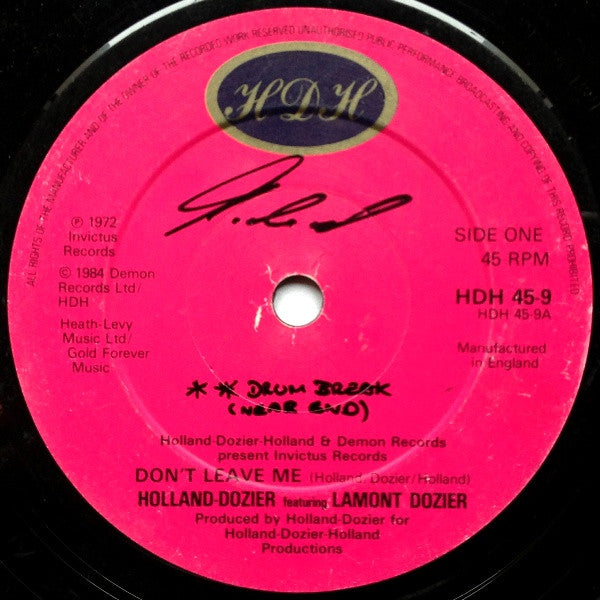 Holland & Dozier Featuring Lamont Dozier / Brian Holland : Don't Leave Me / I'm So Glad (7", Single)