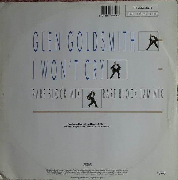 Glen Goldsmith : I Won't Cry (Rare Block Mix) (12")