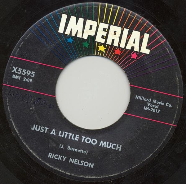 Ricky Nelson (2) : Sweeter Than You / Just A Little Too Much (7", Single)
