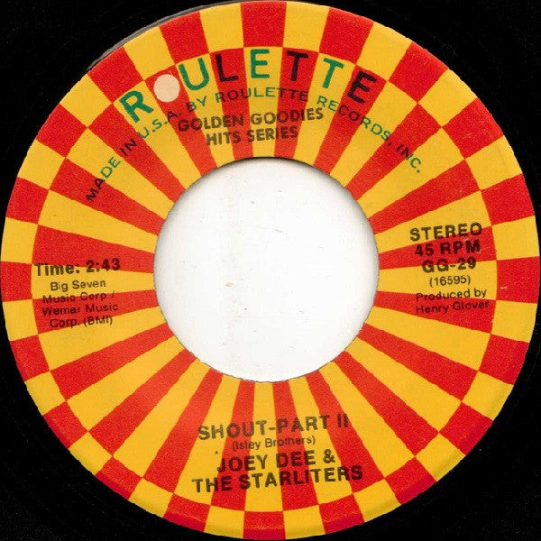 Joey Dee & The Starliters : Shout (7", RE)