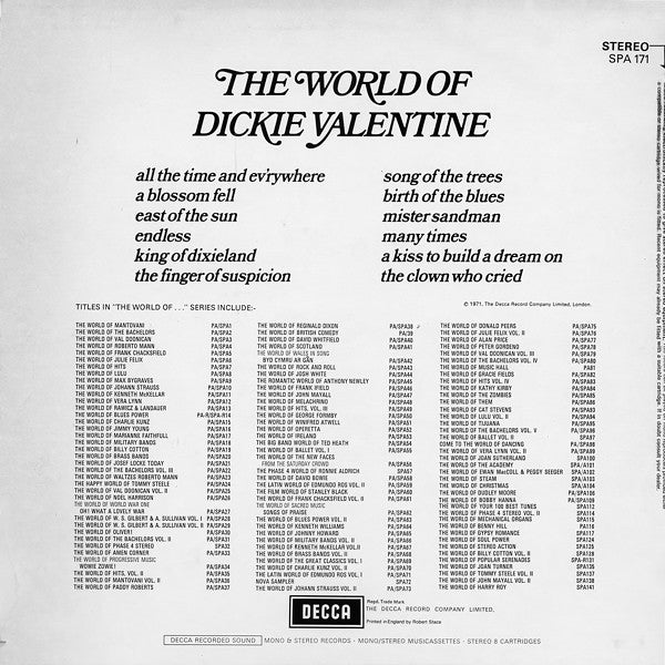 Dickie Valentine : The World Of Dickie Valentine (LP, Comp)