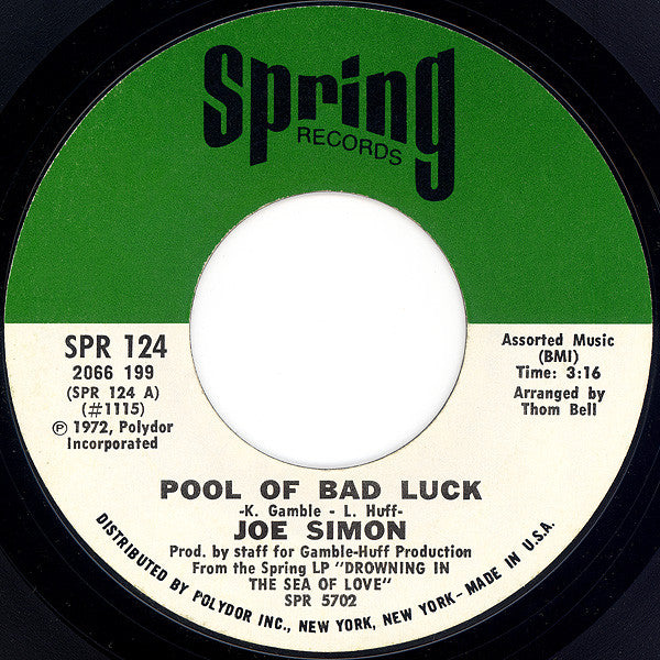 Joe Simon : Pool Of Bad Luck / Glad To Be Your Lover (7", Single)