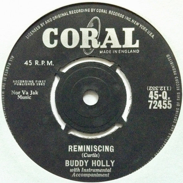 Buddy Holly : Reminiscing (7", Single)