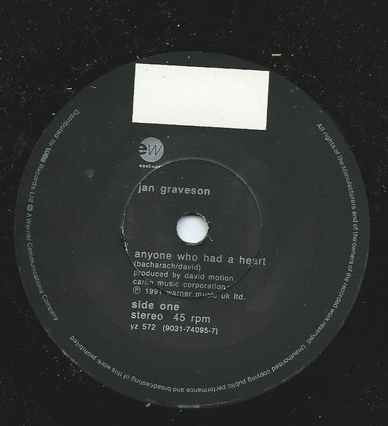 Jan Graveson : Anyone Who Had A Heart (7", Single)
