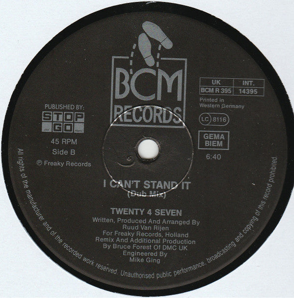 Twenty 4 Seven Featuring Captain Hollywood : I Can't Stand It! (The Remix) (12", Maxi)
