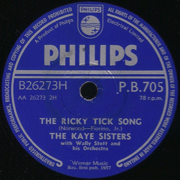The Kaye Sisters With Wally Stott And His Orchestra* : Dark Moon / The Ricky Tick Song (Shellac, 10")