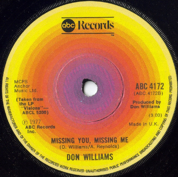 Don Williams (2) : Some Broken Hearts Never Mend  (7", Single)