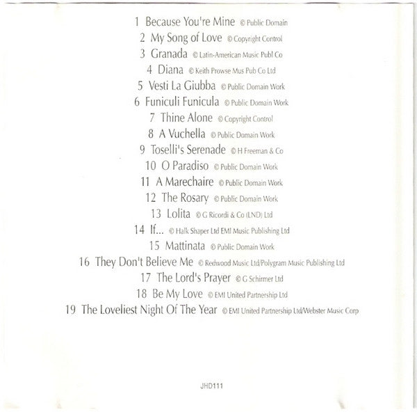 Mario Lanza : My Song Of Love (CD, Comp)