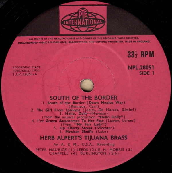 Herb Alpert & The Tijuana Brass : South Of The Border (LP, Album, Mono)