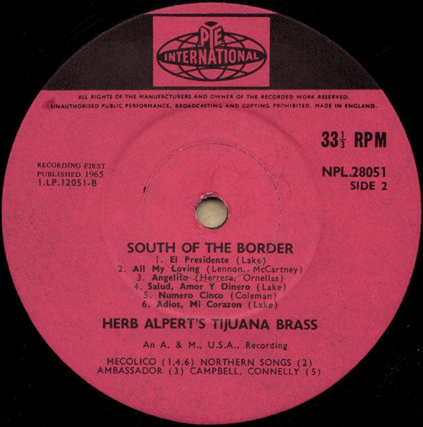 Herb Alpert & The Tijuana Brass : South Of The Border (LP, Album, Mono)
