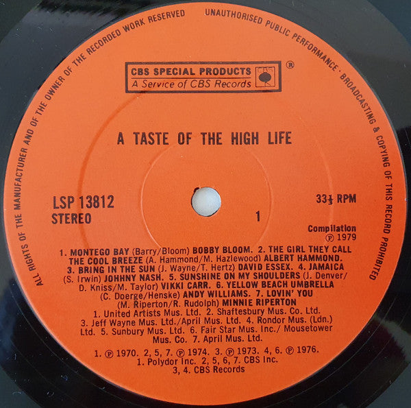 Various : A Taste Of The High Life (LP, Comp)