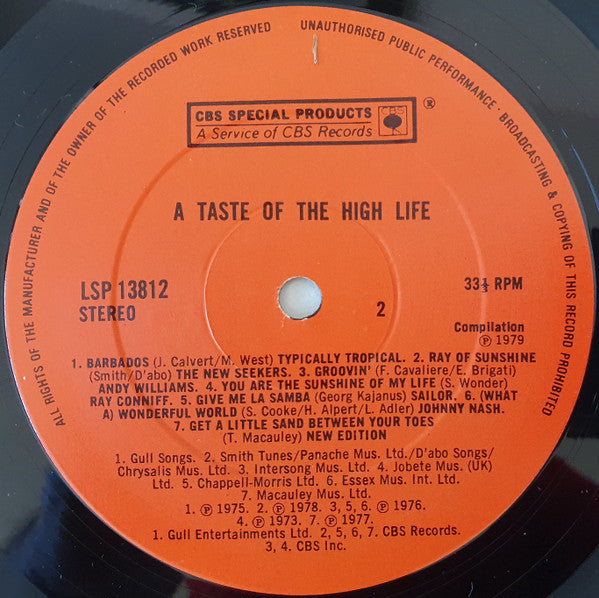 Various : A Taste Of The High Life (LP, Comp)
