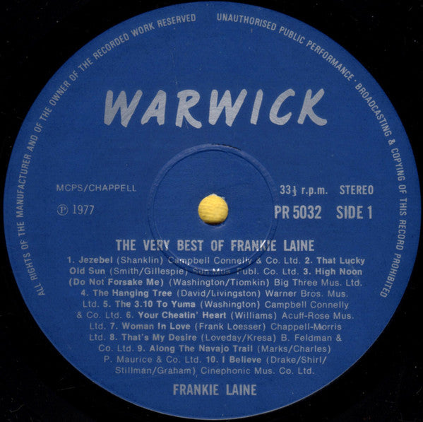 Frankie Laine : The Very Best Of Frankie Laine (LP, Comp)