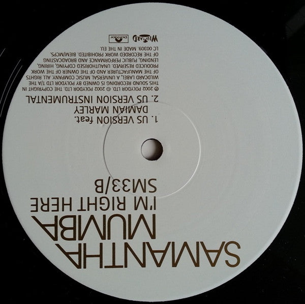 Samantha Mumba : I'm Right Here (12", Promo, Whi)
