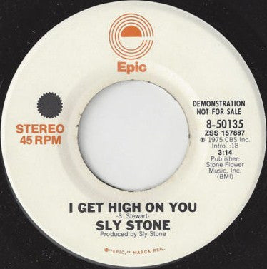 Sly Stone : I Get High On You (7", Mono, Promo)
