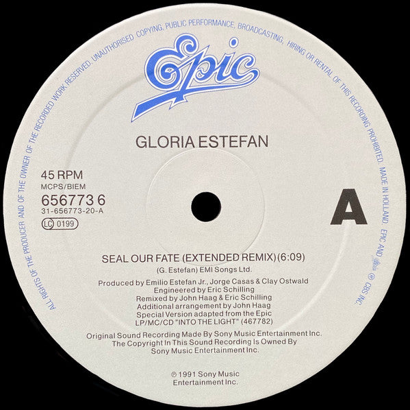 Gloria Estefan : Seal Our Fate (12", Single)