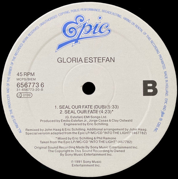 Gloria Estefan : Seal Our Fate (12", Single)