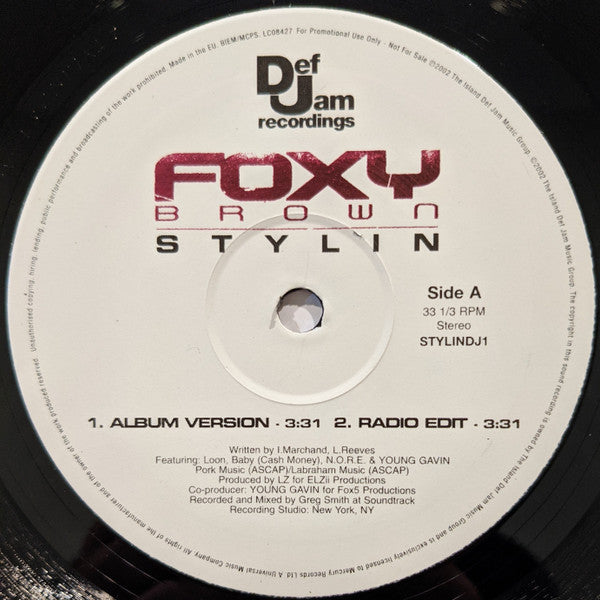 Foxy Brown : Stylin (12", Promo)