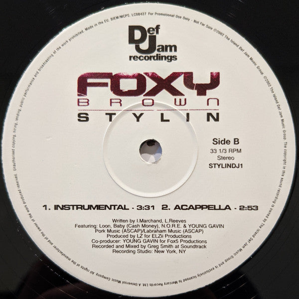 Foxy Brown : Stylin (12", Promo)