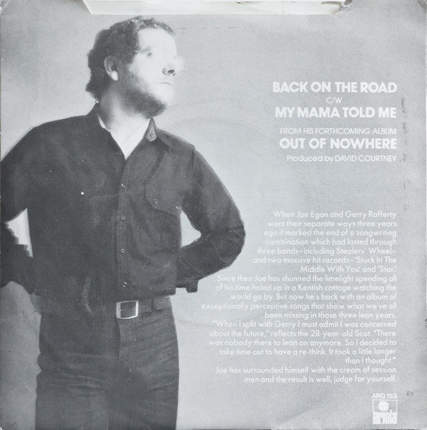 Joe Egan : Back On The Road (7", Single, Pic)