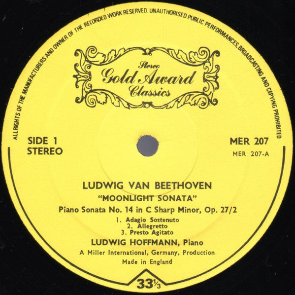 Beethoven* ,  Ludwig Hoffmann : Moonlight Sonata / Pathétique (LP)