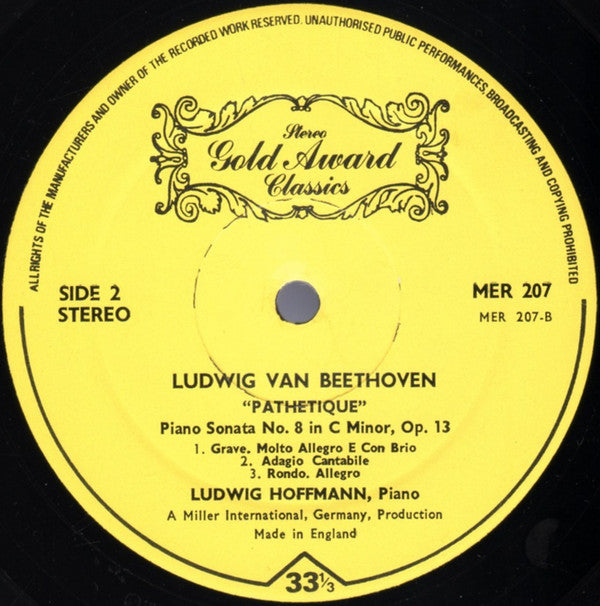 Beethoven* ,  Ludwig Hoffmann : Moonlight Sonata / Pathétique (LP)