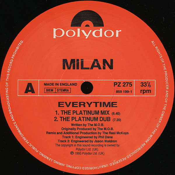 Milan (4) : Everytime (12", Maxi)