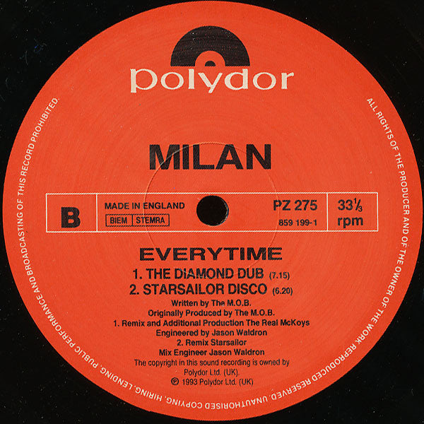 Milan (4) : Everytime (12", Maxi)