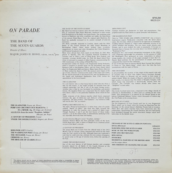 The Regimental Band Of The Scots Guards : On Parade (LP, Comp, Smplr)