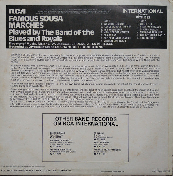 The Band Of The Blues & Royals : Famous Sousa Marches (LP)