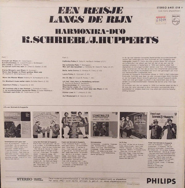 Harmonica Duo K. Schriebl / J. Hupperts : Een Reisje Langs De Rijn (LP, Album, Mono)