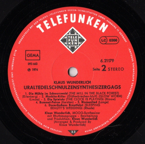 Klaus Wunderlich : Uraltedelschnulzensynthesizergags (LP, Album, RE, CD )