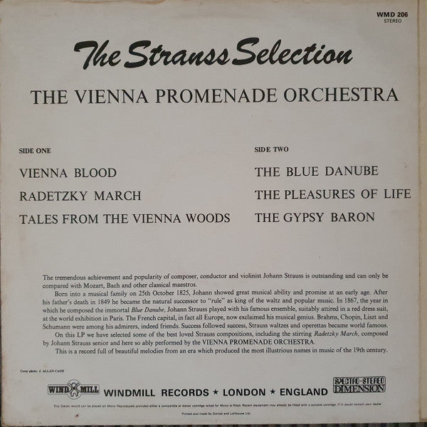 Wiener Promenadenorchester : The Strauss Selection (LP, Album)