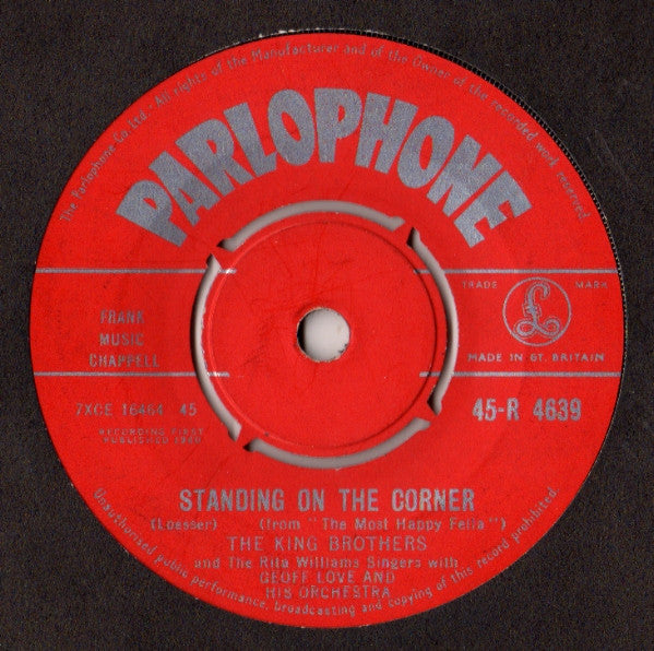 The King Brothers And The Rita Williams Singers With Geoff Love & His Orchestra : Standing On The Corner (7", Single)