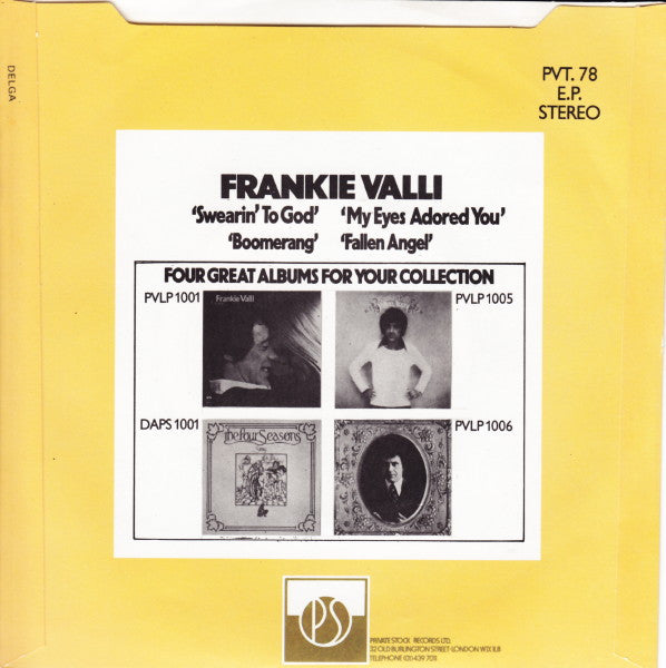 Frankie Valli : Swearin' To God (7", EP)