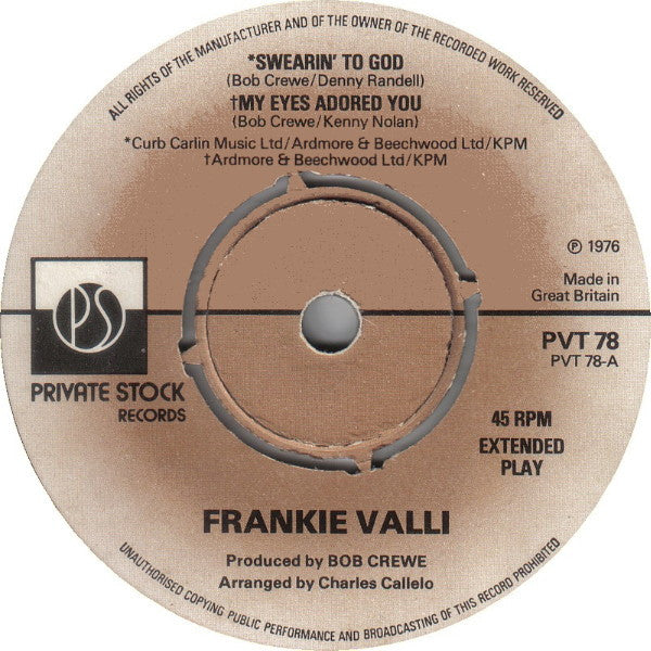 Frankie Valli : Swearin' To God (7", EP)