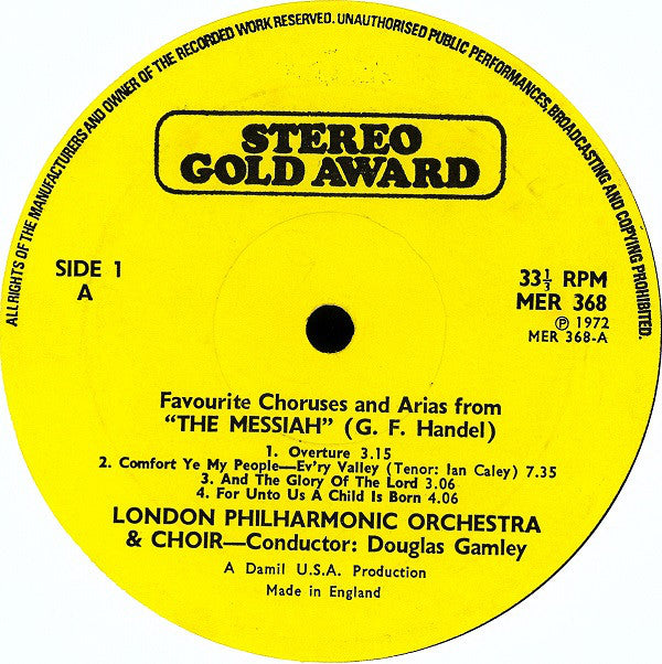 Georg Friedrich Händel - London Philharmonic Orchestra And London Philharmonic Choir, Douglas Gamley : Messiah (LP)