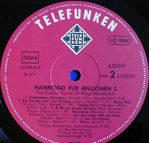 Klaus Wunderlich : Hammond Für Millionen 2 - The Golden Sound Of Klaus Wunderlich (LP)