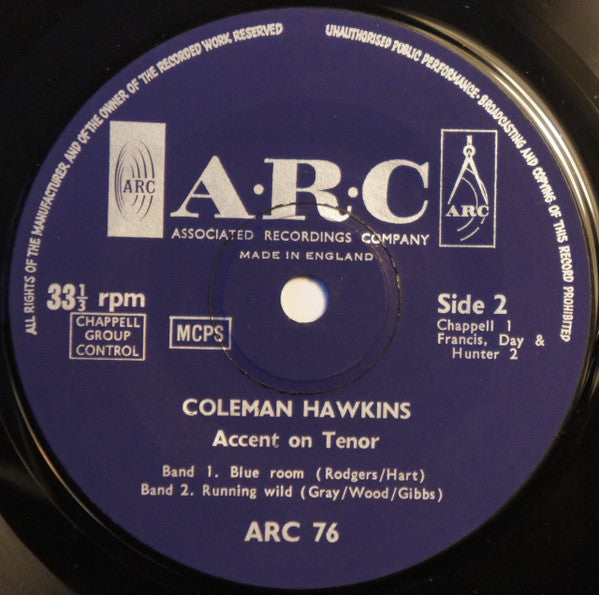 Coleman Hawkins : Accent On Tenor (7", EP)