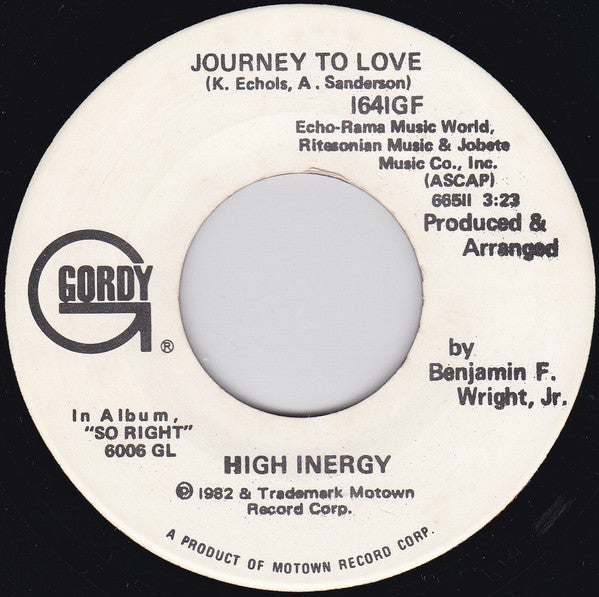 High Inergy : Journey To Love (7", Promo)