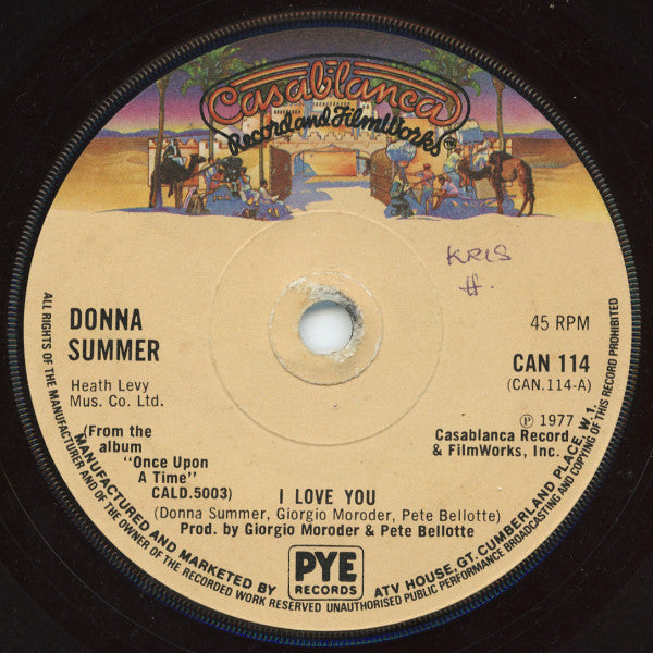 Donna Summer : I Love You (7", Single, Sol)