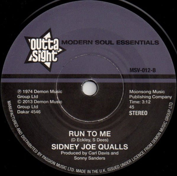 Sidney Joe Qualls : I Don't Do This (To Every Girl I Meet) / Run To Me (7", RE)