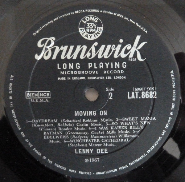 Lenny Dee (2) : Moving On (LP, Mono)